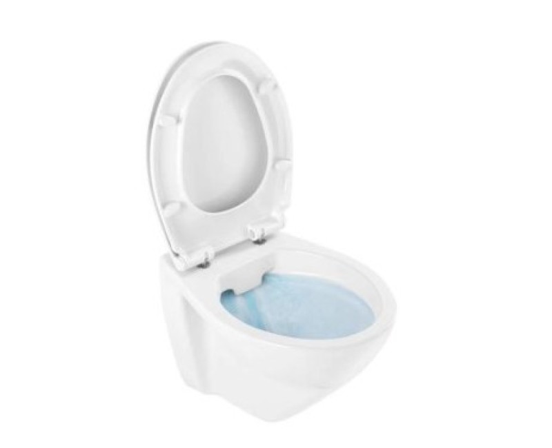Tualetes poda komplekts Geberit Duofix  ar Sanindusa Cetus 52 Rimfree podu, Soft Close easyclip vāks, Hromētu matēta poga Delta01
