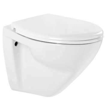 Tualetes poda komplekts Geberit Duofix ar Cetus 52 Rimfree podu, Soft Close easyclip vāks, Hromētu matēta poga Delta01