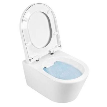 Tualetes poda komplekts Geberit Duofix ar Urb.y 48H Rimfree podu ar Soft Close Easyclip Slim vāku, Hromētu poga Delta01