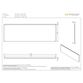 Vannas panelis Sanindusa Twospace 180cm melns