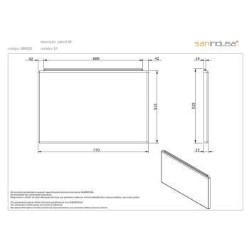 Vannas panelis Sanindusa 80cm Balts