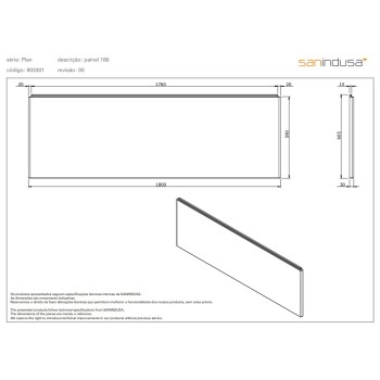 Vannas panelis Sanindusa Plan 180cm Balts