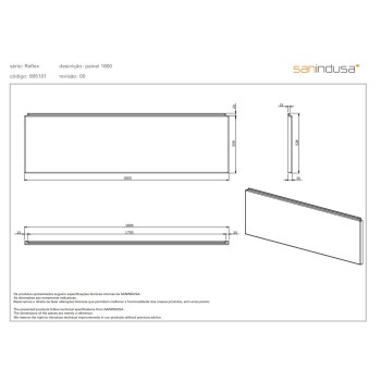 Vannas panelis Sanindusa REFLEX 180cm Balts