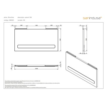 Vannas panelis Sanindusa Shortline 100cm Balts