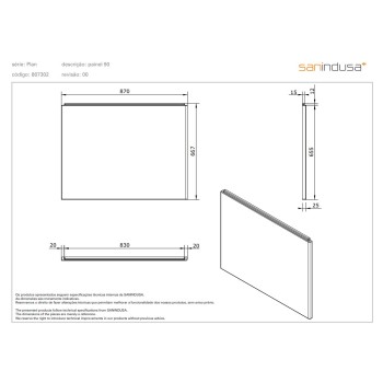 Vannas panelis Sanindusa Plan 90cm Balts