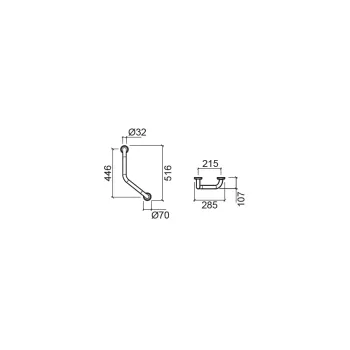 Поручень Sanindusa WCcare под углом 45°, для людей с ограниченной подвижностью, 4805400