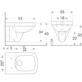 Piekaramais Tualetes pods Geberit Selnova Square kvadrātveida Rimfree