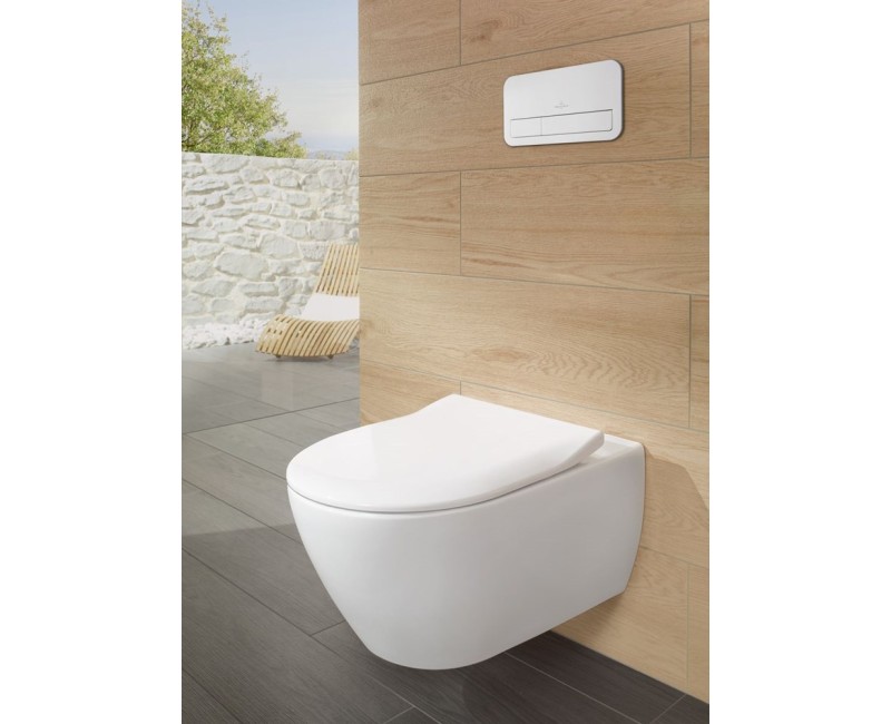 Pakabinamas tualeto puodas Villeroy & Boch Subway 2.0 komplektas, su DirectFlush, baltas, CeramicPlus, su dangčiu