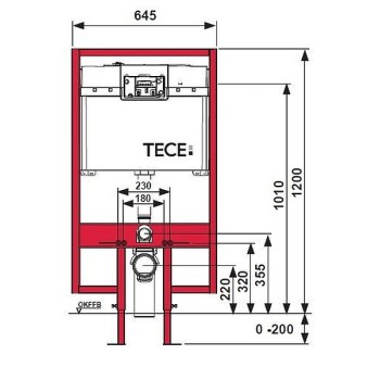 Iebūvējamais rāmis TECEprofil podam H=1120mm 9300500