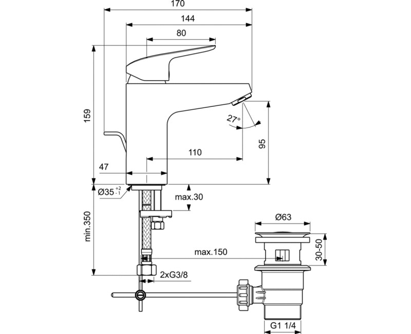 Ideal Standard Ceraflex Izlietnes jaucējkrāns, B1712AA