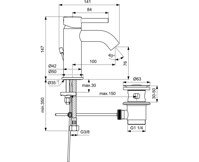 Ideal Standard Ceraline Izlietnes jaucējkrāns, hroms BC193AA