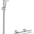 Dušo komplektas Hansgrohe Croma Select E Vario su dušo stovu 0.90m ir termostatu, baltas/nikeliuotas
