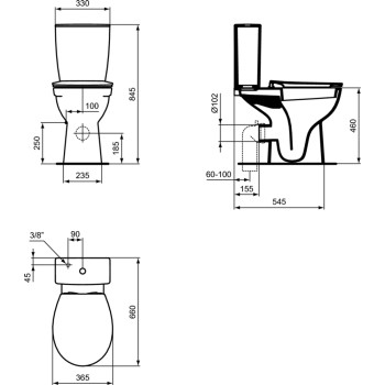 Tualetes pods Ideal Standard, (bez tvertnes) cilvēkiem ar īpašām vajadzībām, bez vāka