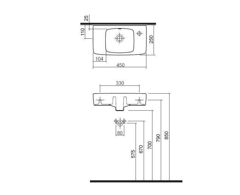 Раковина Geberit Selnova Square 45X25cm левая