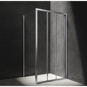 Душевая кабина Omnires BRONX, квадратный, с раздвижными дверями, 90 × 90 cm, хромированные профили, прозрачное стекло, BR9090CRTR