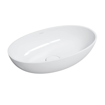 Раковина для ванной комнаты Omnires SHELL M+, 60 × 35 cm, на столешницу, без перелива, глянцевый белый, SHELLUNBP