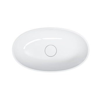 Раковина для ванной комнаты Omnires SHELL M+, 60 × 35 cm, на столешницу, без перелива, глянцевый белый, SHELLUNBP