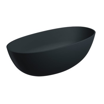 Ванна Omnires SHELL M+, из каменной массы, отдельностоящая, 160 × 75 cm, без перелива, матовая лава черная, SHELLWWBLV