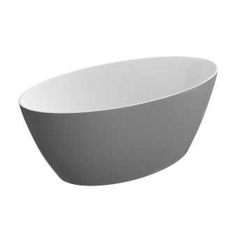 Ванна Omnires SIENA M+, композит, отдельностоящая, 160, 5 × 80, 5 cm, без перелива, глянцевый белый / глянцевый серый, SIENAWWBSP