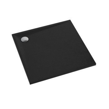 Dušas paliktnis Omnires STONE, kvadrātveida, ar šīfera faktūru, ar pretslīdes virsmu, 80 × 80 cm, melns STONE80-KBL