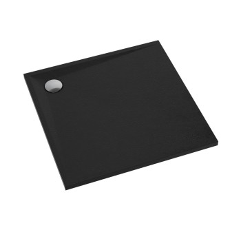 Dušas paliktnis Omnires STONE, kvadrātveida, ar šīfera faktūru, ar pretslīdes virsmu, 90 × 90 cm, melns STONE90-KBL