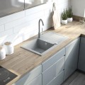 Vannas istabas izlietne Deante CORREO granīta uz virsmas (Iegriežama) ANTHRACITE METALLIC, 500x350mm Antarcīts