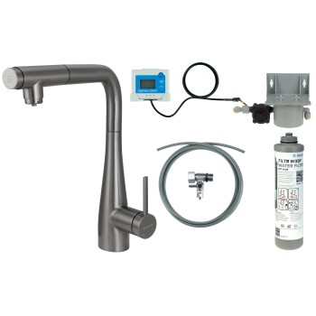 Virtuves izlietnes maisītājs Deante Eridan ar filtrācijas komplektu, izvelkams, titāns BREFD75M