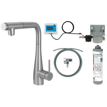 Virtuves izlietnes maisītājs Deante Eridan ar filtrācijas komplektu, izvelkams, matēts metāls BREFF75M