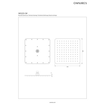 Dušas galva Omnires SLIMLINE, 25 × 25 cm, 1 strūklas režīms, pulēts hroms / balta WG225-OCRB