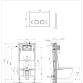 Piekaramā tualetes poda montāžas rāmis OMNIRES ECO FLUSH SET STRONGFRAME ar Eco skalošanu, ar skalošanas vadības plāksni STEEL-R45, matēta zelta tonis