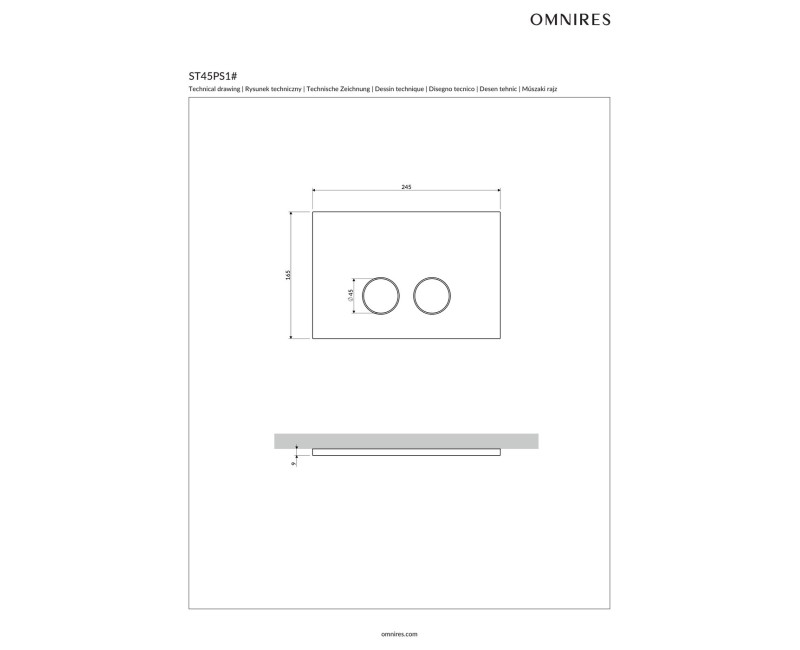 Skalošanas vadības plāksne OMNIRES STEEL-R45, diviem patērētājiem, brushed stainless steel