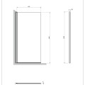Vannas sieniņa Omnires KENTON, viendaļīga, 70 cm, hromēti profili, caurspīdīgs stikls MP75CRTR