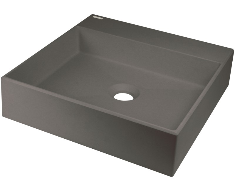 Vannas istabas izlietne Deante CORREO granīta uz virsmas ANTHRACITE METALLIC 400x400mm Antarcīts
