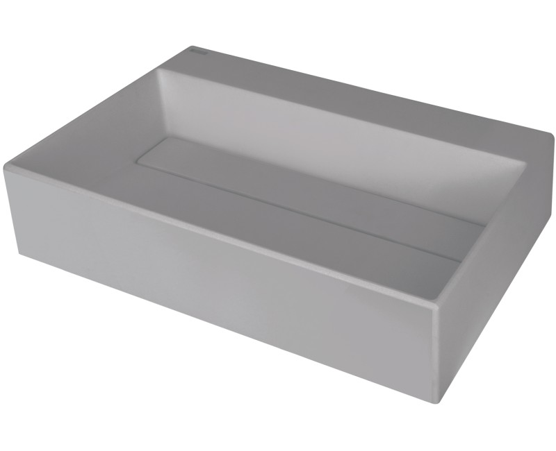 Vannas istabas granīta izlietne Deante CORREO uz virsmas GREY METALLIC, 600x400mm Pelēka