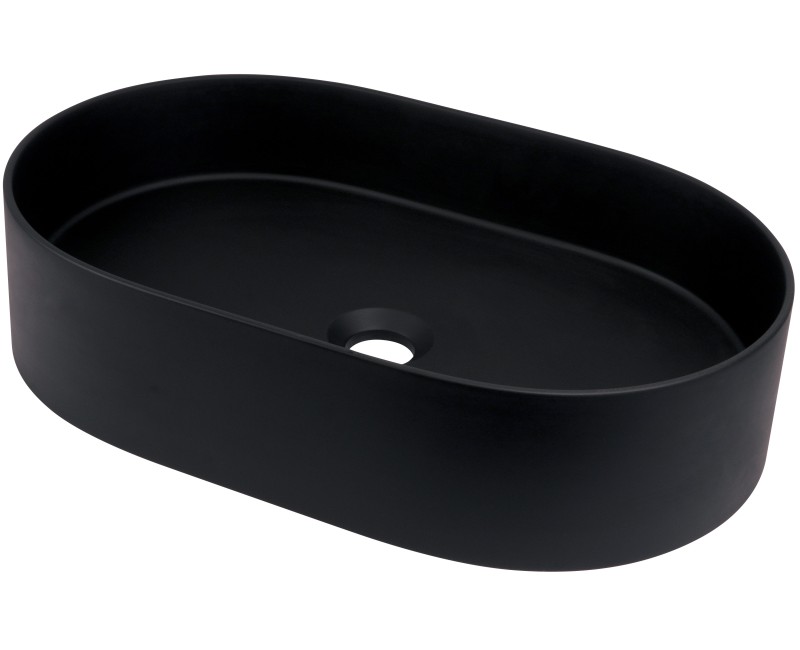 Vannas istabas granīta izlietne Deante SILIA uz virsmas, ovāla NERO, 550X350mm Melna