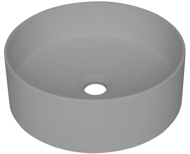 Vannas istabas granīta izlietne Deante SILIA uz virsmas, apaļa GREY METALLIC, D360mm Pelēka