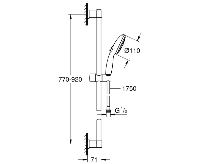 Dušas komplekts Grohe Vitalio Start, 2 režīmi, hroms, 26955001 NEW
