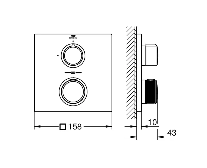 Душевой смеситель Grohe Allure, встраиваемый с термостатом, Hard Graphite, 19380A02