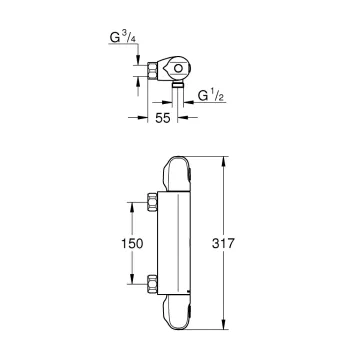 Dušas maisītājs Grohe Grohtherm 1000, ar termostatu, hroms, 34817003 NEW