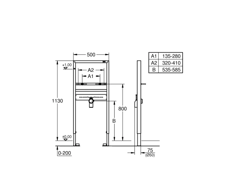 Montavimo rėmas kriauklei Grohe Rapid SL, aukštis 113 cm, 38557001 NEW