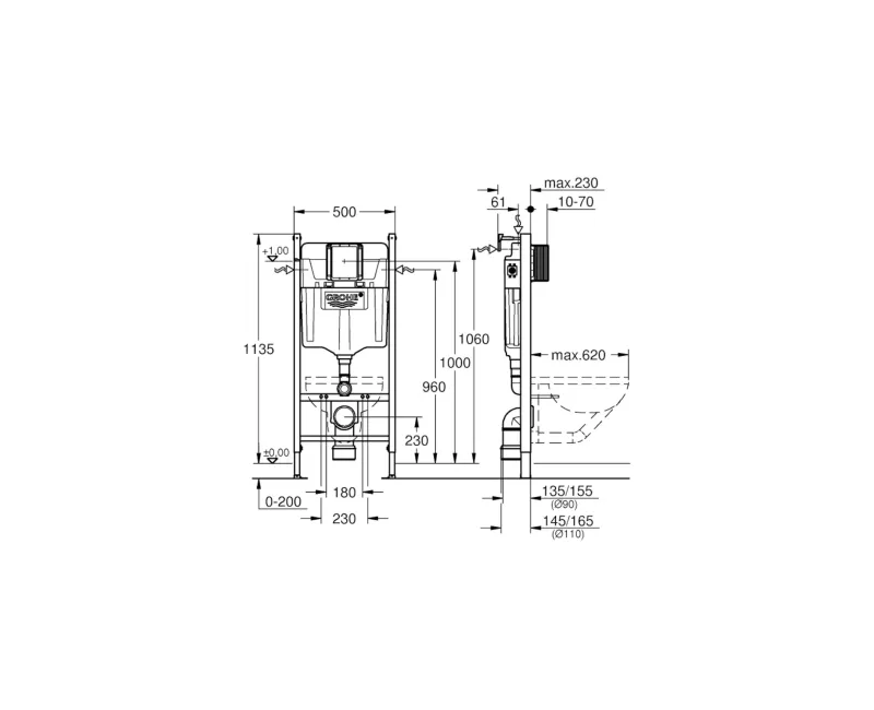 Montāžas rāmis Grohe Solido, augstums 113 cm, 38971000 NEW
