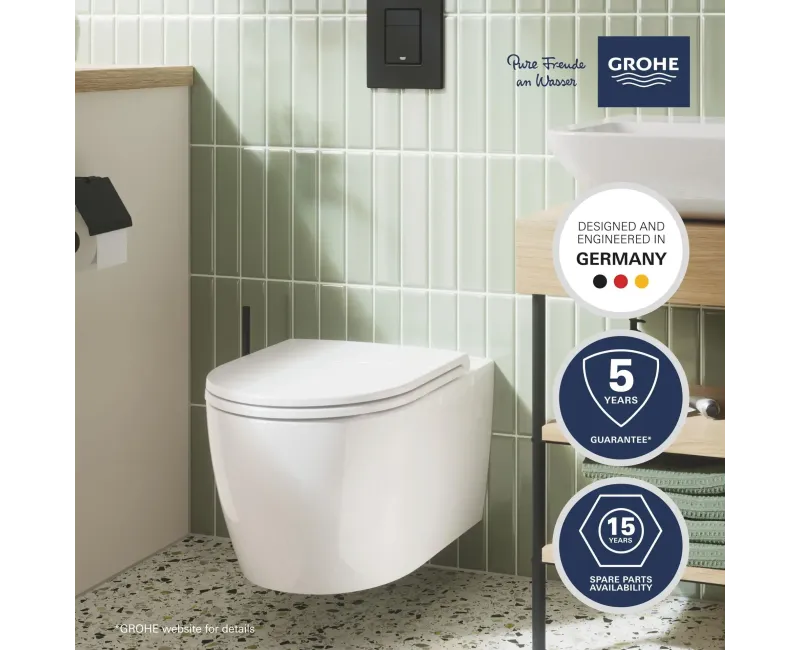 Piekaramais Tualetes pods Grohe Start Round, piekaramais ar SoftClose vāku, Rimless, Alpine White,103848SH00 NEW