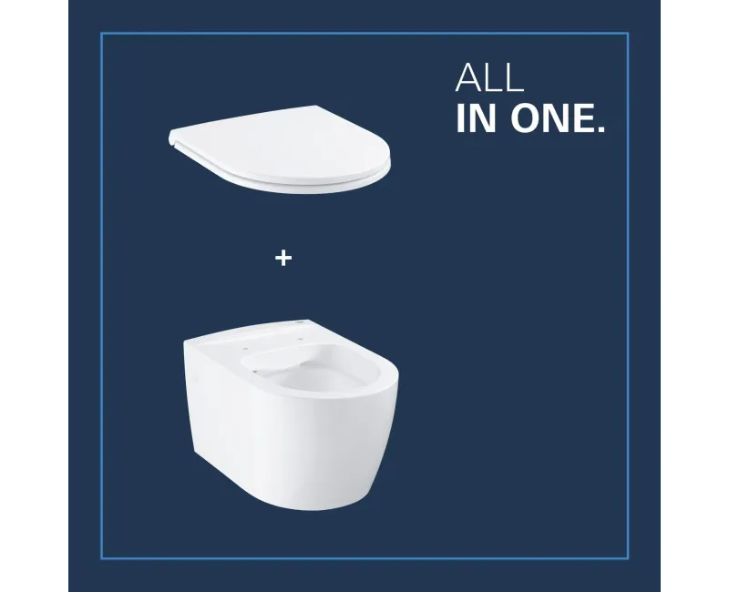Piekaramais Tualetes pods Grohe Start Round, piekaramais ar SoftClose vāku, Rimless, Alpine White,103848SH00 NEW