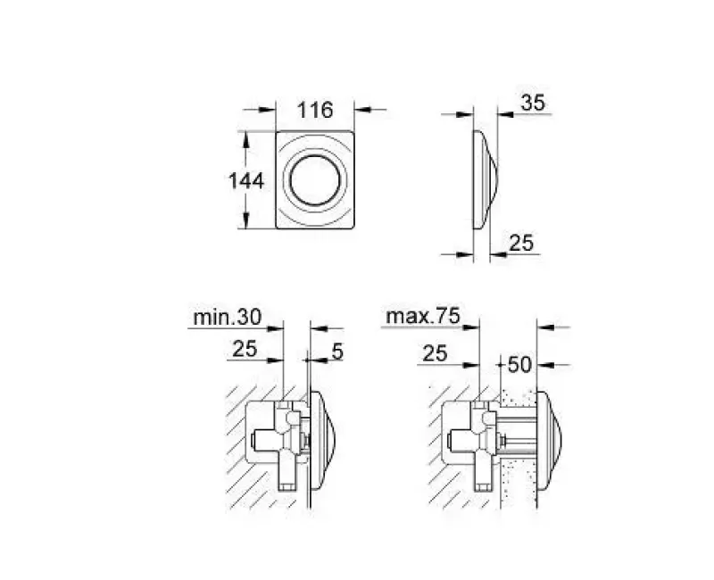 Poga Montāžas rāmim Grohe Surf, hroms, 37018000 NEW