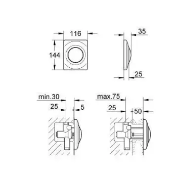 Poga Montāžas rāmim Grohe Surf, matēts hroms, 37018P00 NEW