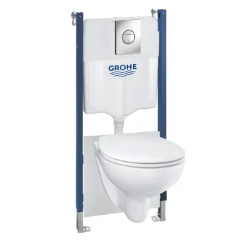 Tualetes poda komplekts Grohe Solido, tualetes pods ar softclose vāku Bau Ceramic, rimless, Skalošanas vadības plāksne, hroms, 39415000 NEW