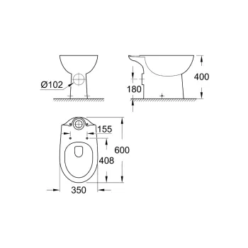 Tualetes pods Grohe Bau Ceramic, Alpine White, 39428000 NEW