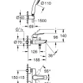 Смеситель для ванны с душем Grohe QuickFix Start, с душевым комплектом, хром, 25283002