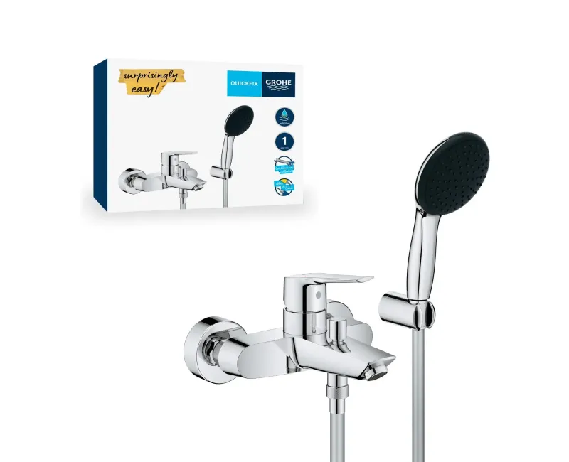 Смеситель для ванны с душем Grohe QuickFix Start, с душевым комплектом, хром, 25283002