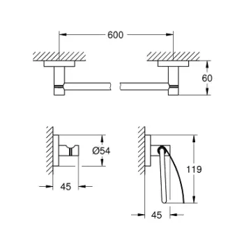 Vannas istabas aksesuāru komplekts Grohe Essentials, 3 daļu, hroms, 40775001 NEW